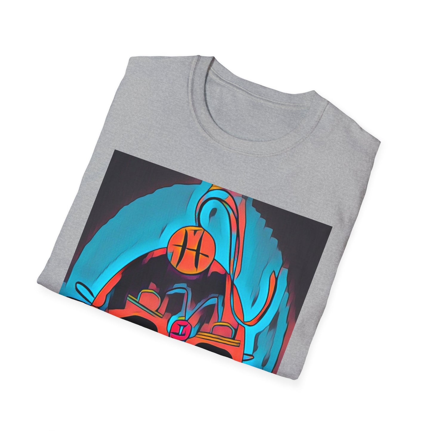 Zodi-ABSTRACT T-Shirt (Turquoise & Bright Orange)