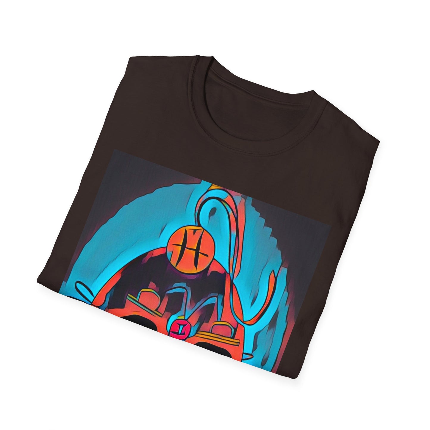 Zodi-ABSTRACT T-Shirt (Turquoise & Bright Orange)