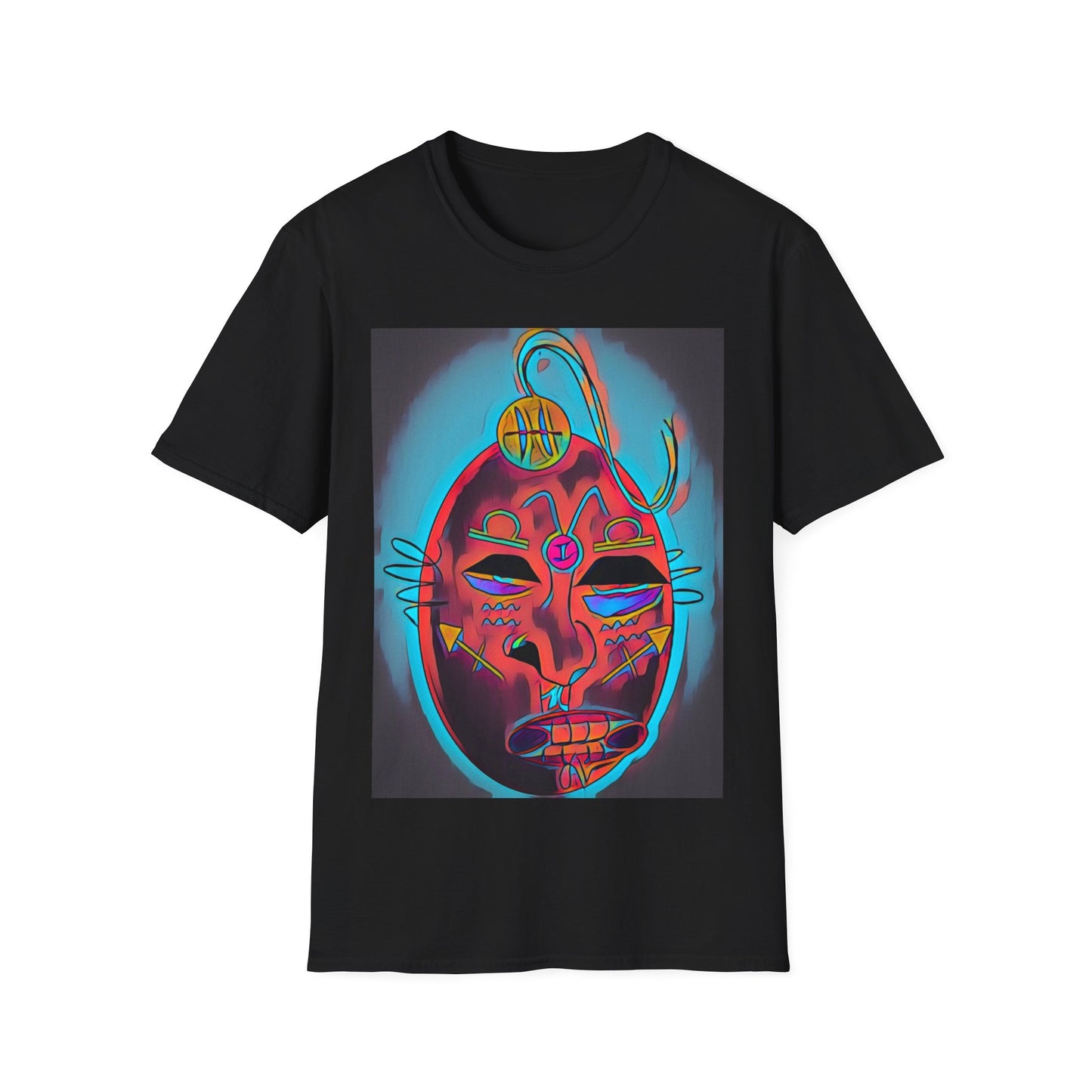 Zodi-ABSTRACT T-Shirt (Turquoise & Red-Orange)