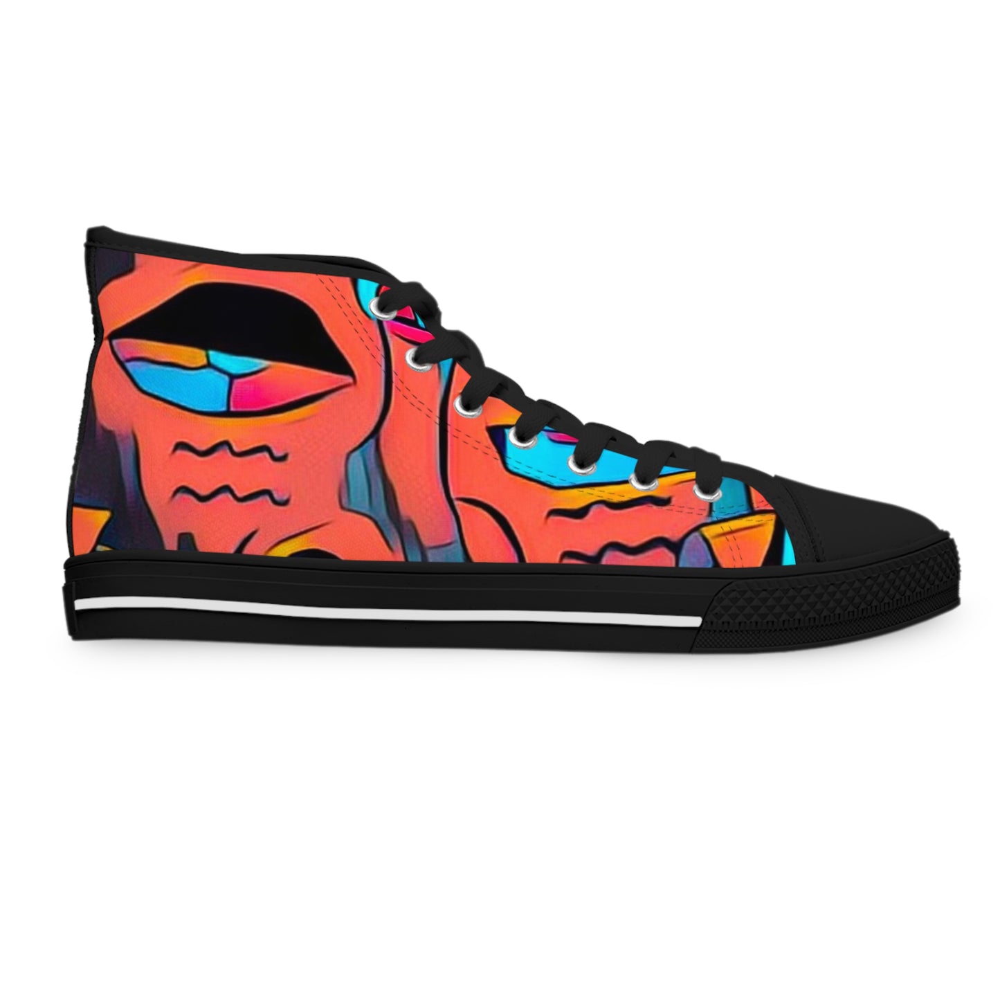 Women's Zodi-ABSTRACT High Tops (Turquoise & Bright Orange)