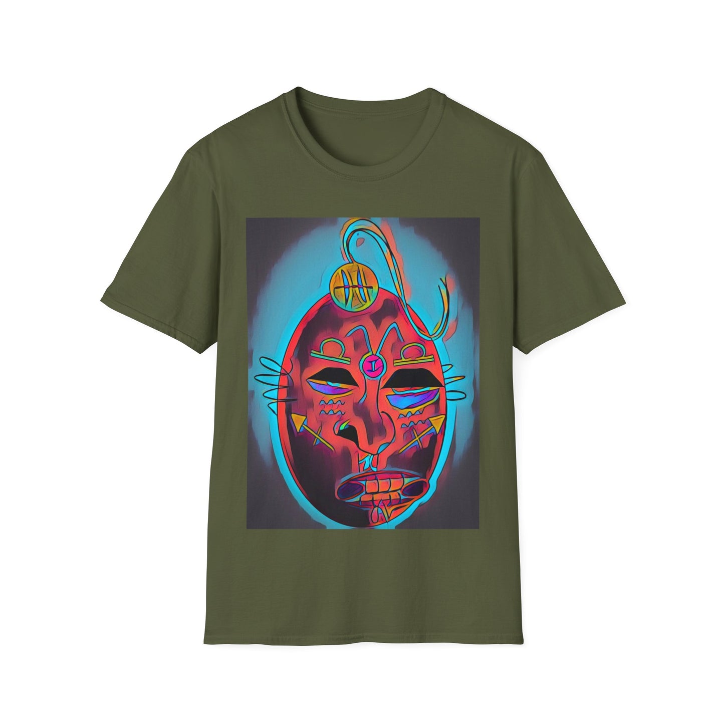 Zodi-ABSTRACT T-Shirt (Turquoise & Red-Orange)