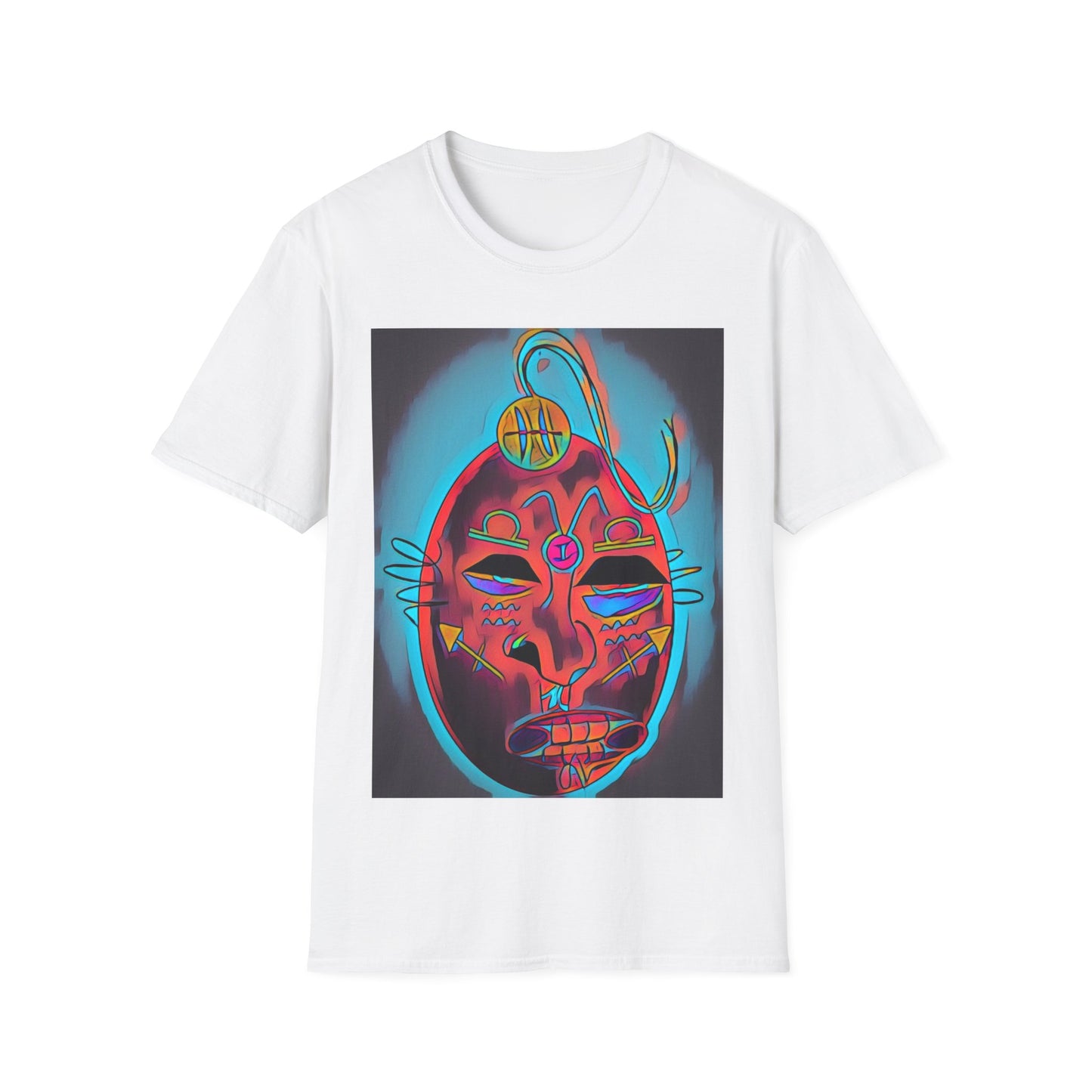 Zodi-ABSTRACT T-Shirt (Turquoise & Red-Orange)