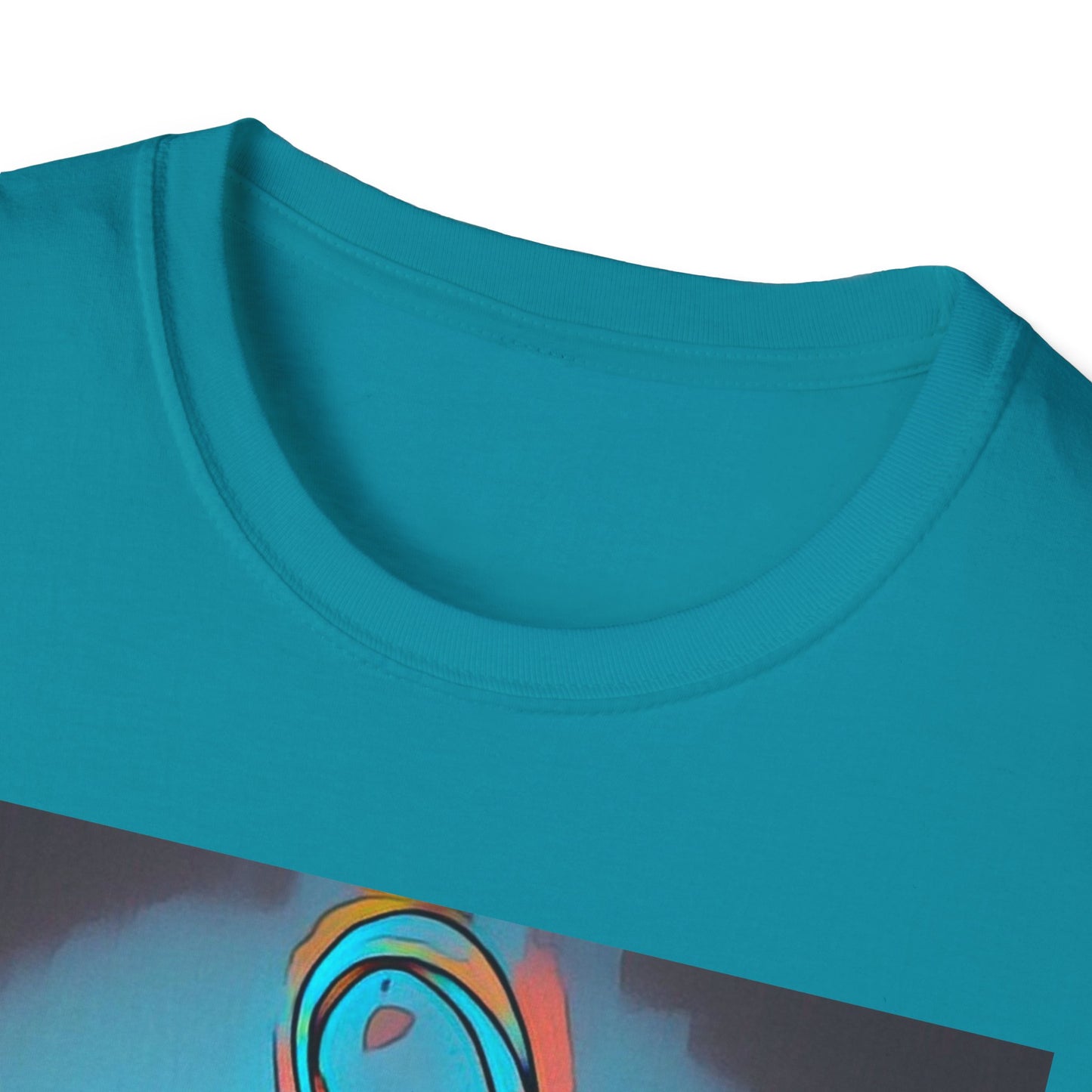 Zodi-ABSTRACT T-Shirt (Turquoise & Red-Orange)