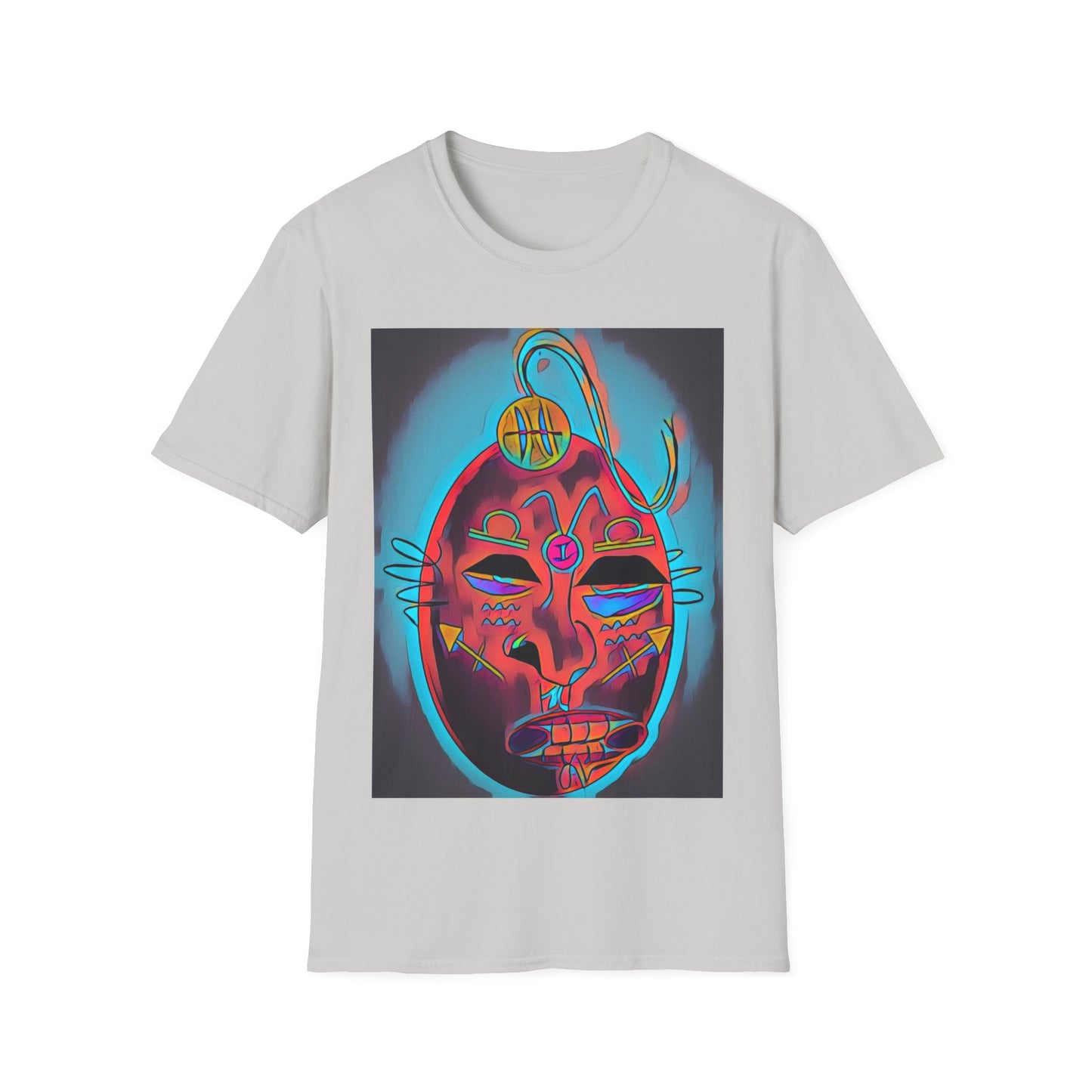 Zodi-ABSTRACT T-Shirt (Turquoise & Red-Orange)