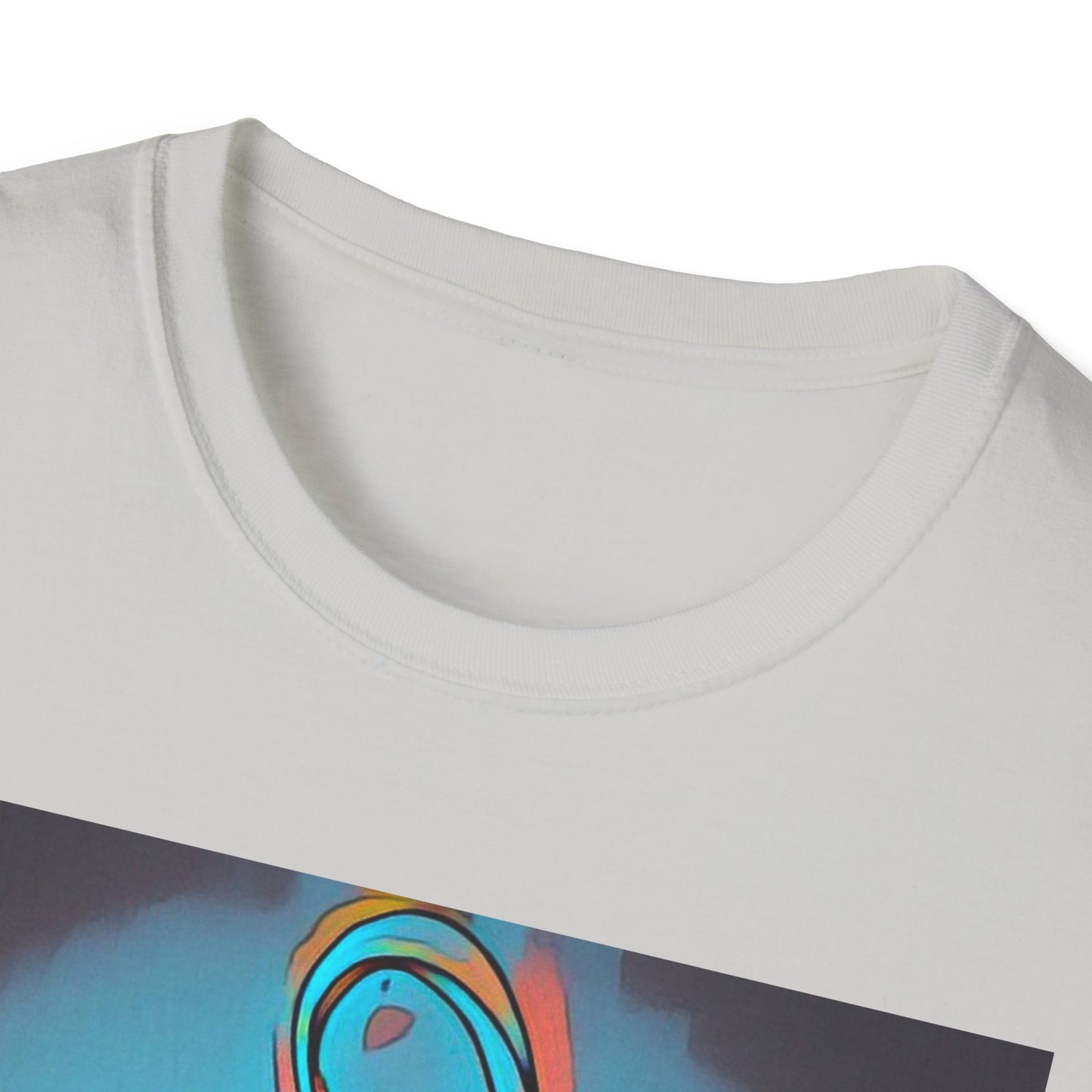 Zodi-ABSTRACT T-Shirt (Turquoise & Red-Orange)