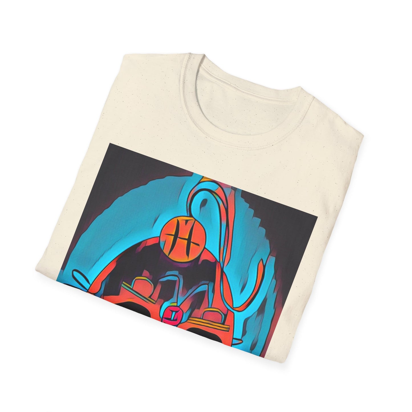 Zodi-ABSTRACT T-Shirt (Turquoise & Bright Orange)