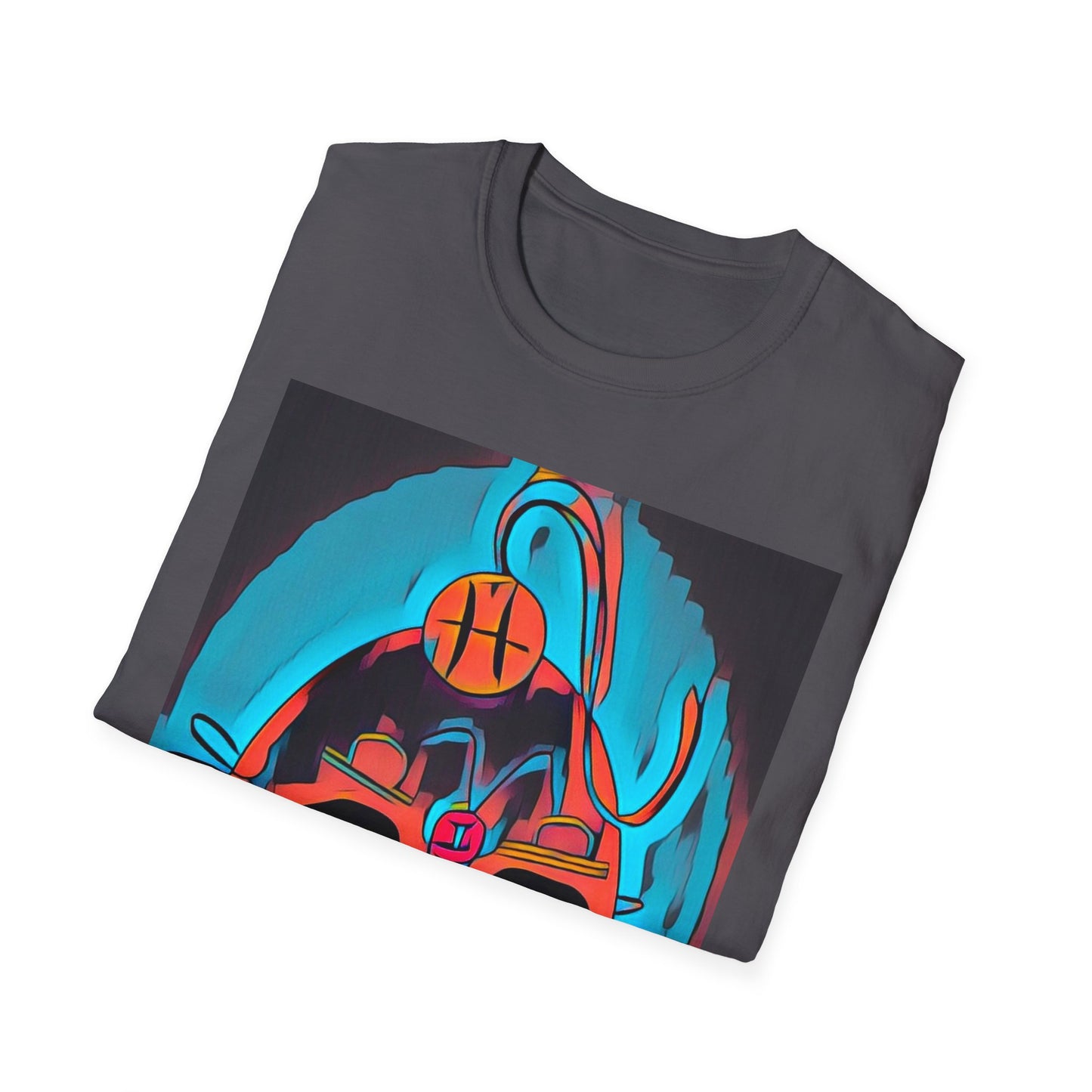 Zodi-ABSTRACT T-Shirt (Turquoise & Bright Orange)