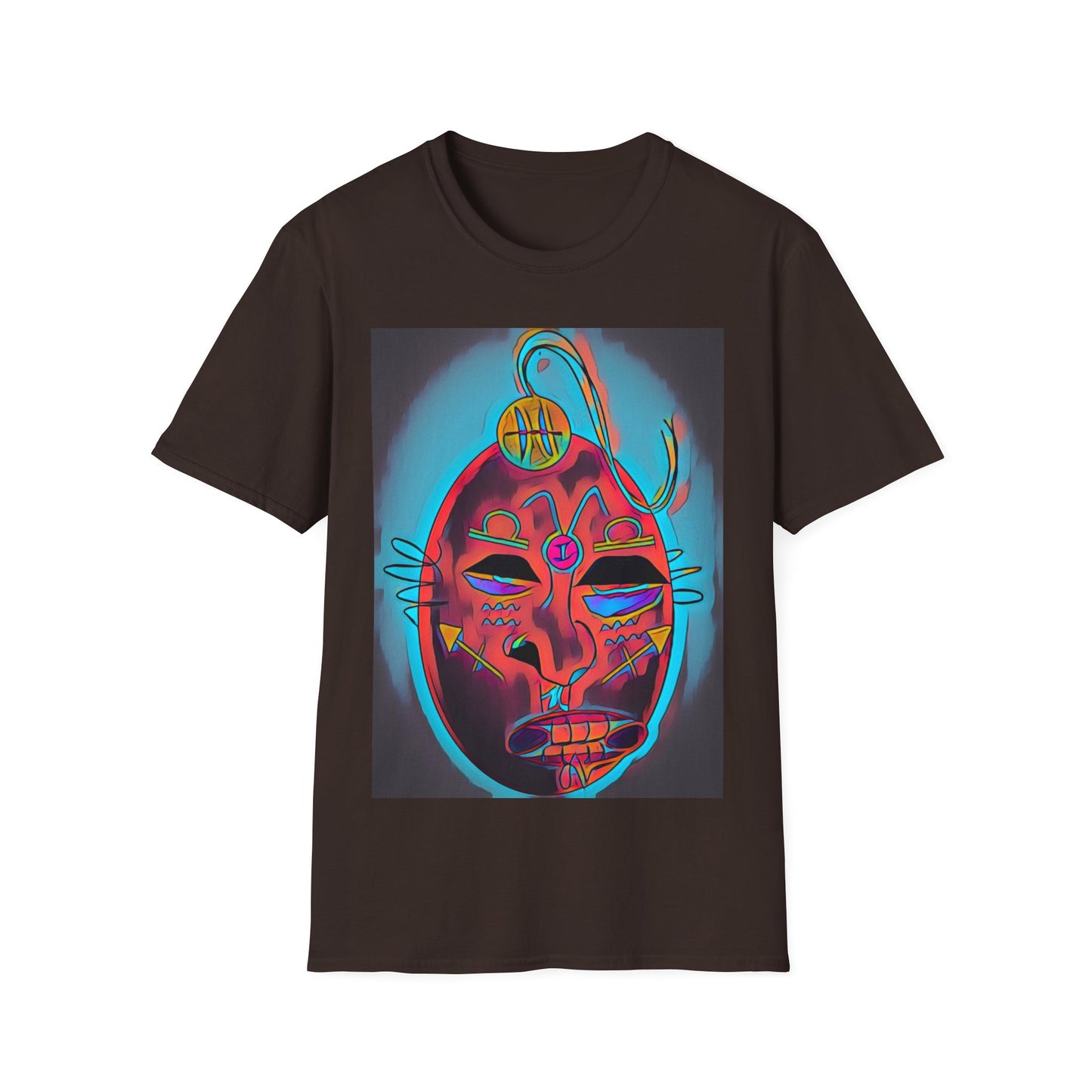 Zodi-ABSTRACT T-Shirt (Turquoise & Red-Orange)