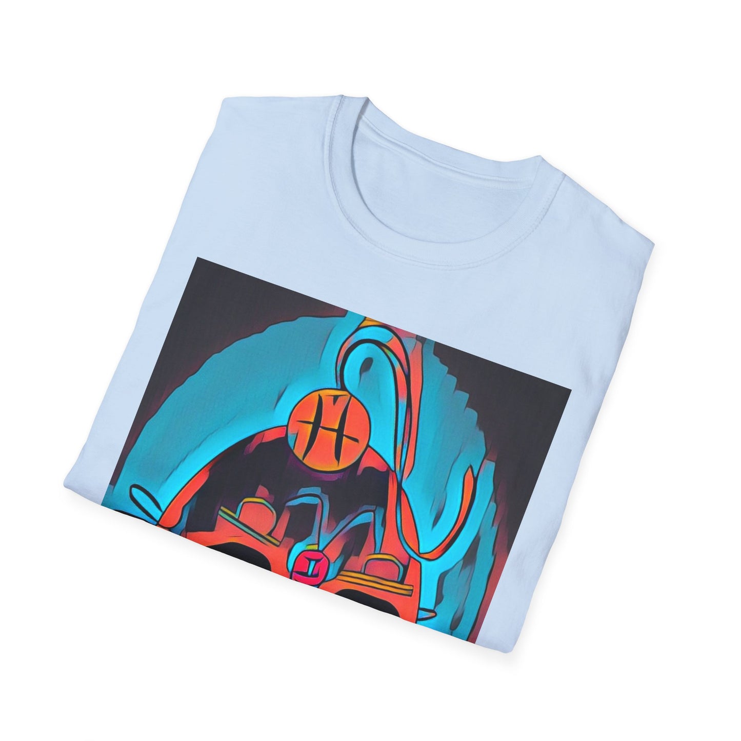 Zodi-ABSTRACT T-Shirt (Turquoise & Bright Orange)