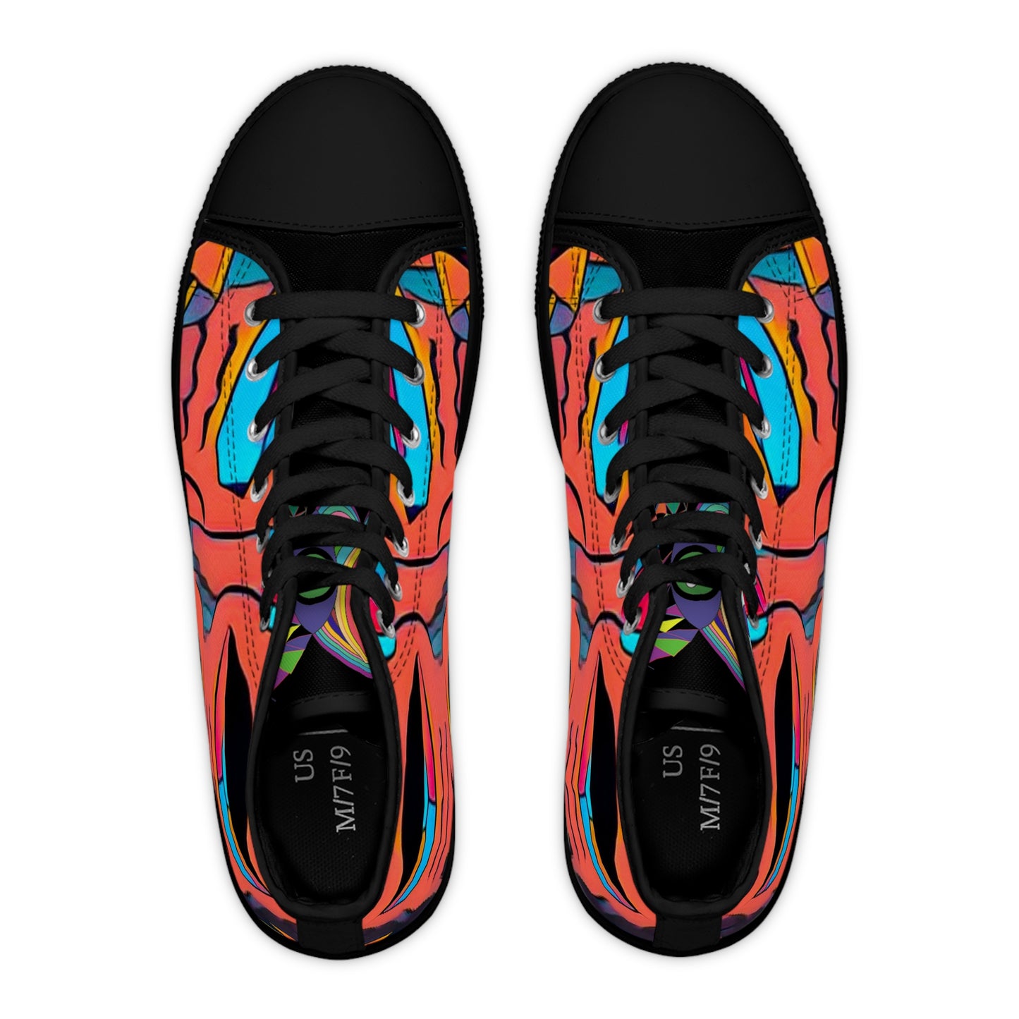 Women's Zodi-ABSTRACT High Tops (Turquoise & Bright Orange)