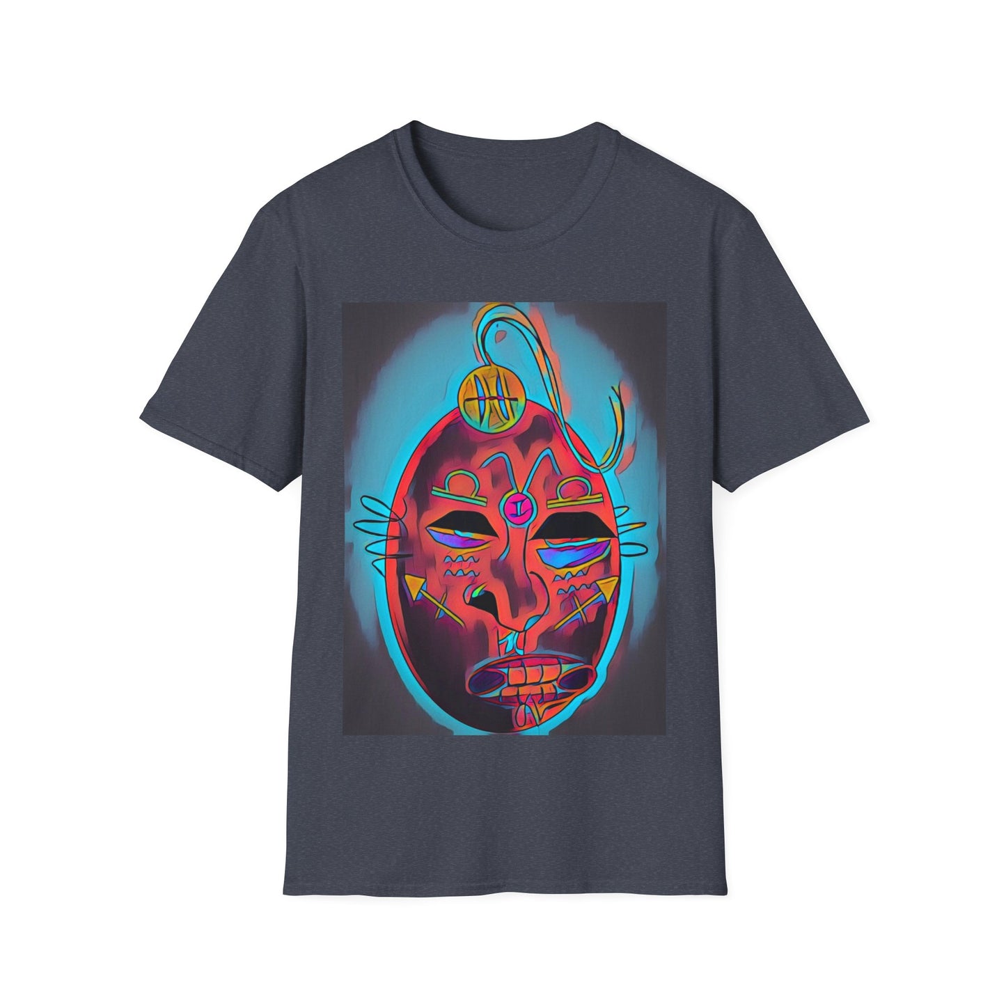 Zodi-ABSTRACT T-Shirt (Turquoise & Red-Orange)