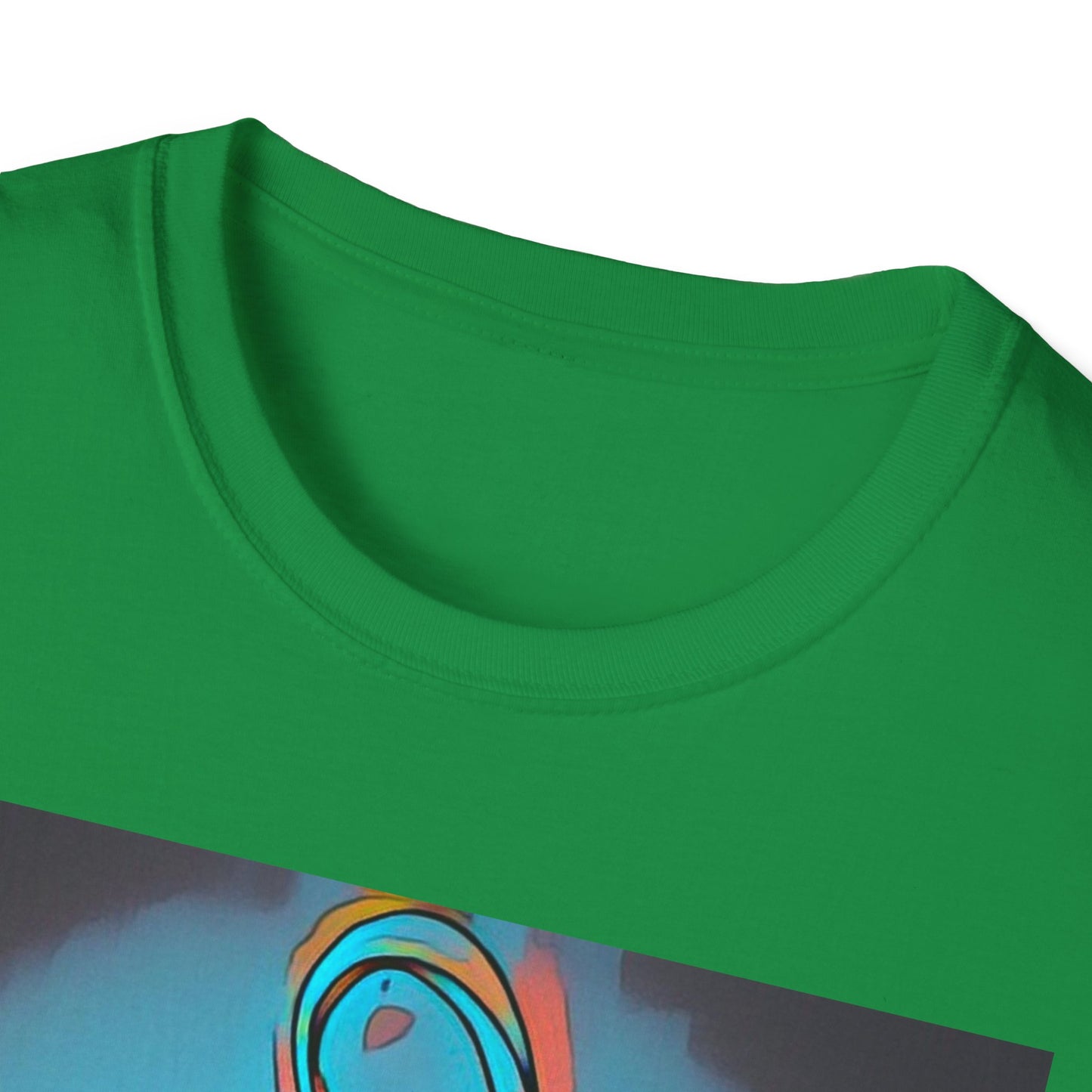 Zodi-ABSTRACT T-Shirt (Turquoise & Red-Orange)