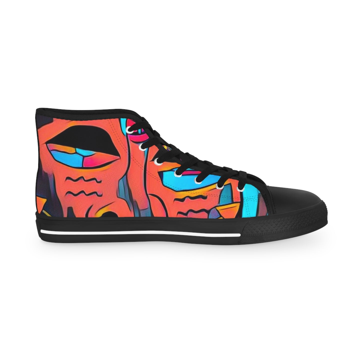 Men's Zodi-ABSTRACT High Tops (Turquoise & Bright Orange)