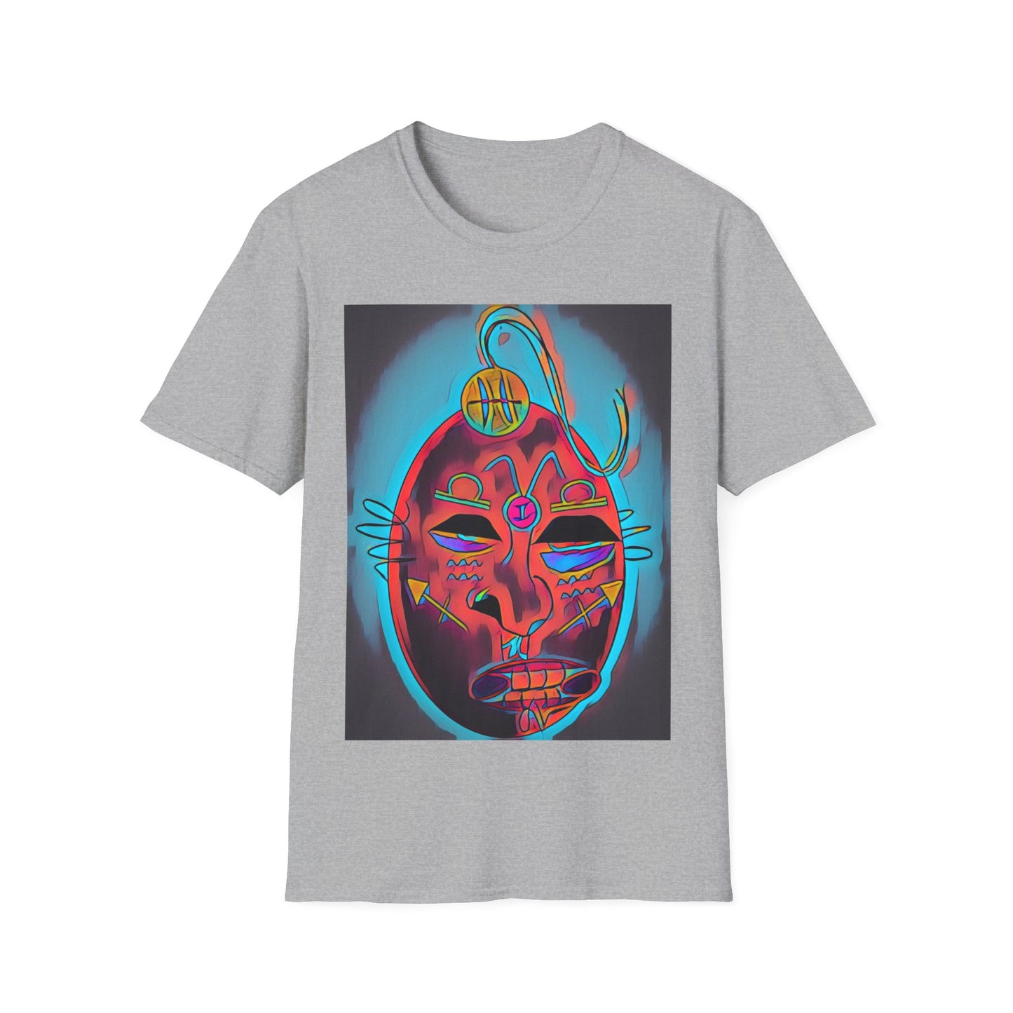 Zodi-ABSTRACT T-Shirt (Turquoise & Red-Orange)