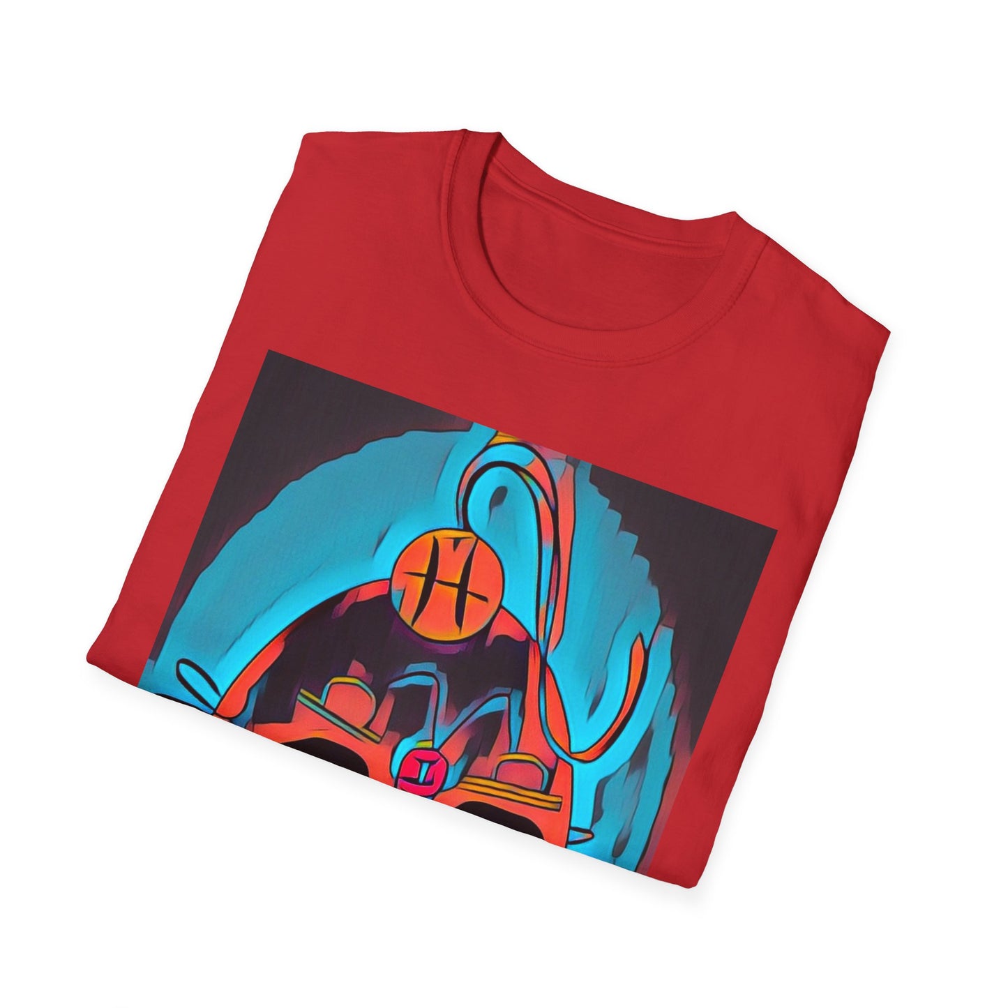 Zodi-ABSTRACT T-Shirt (Turquoise & Bright Orange)