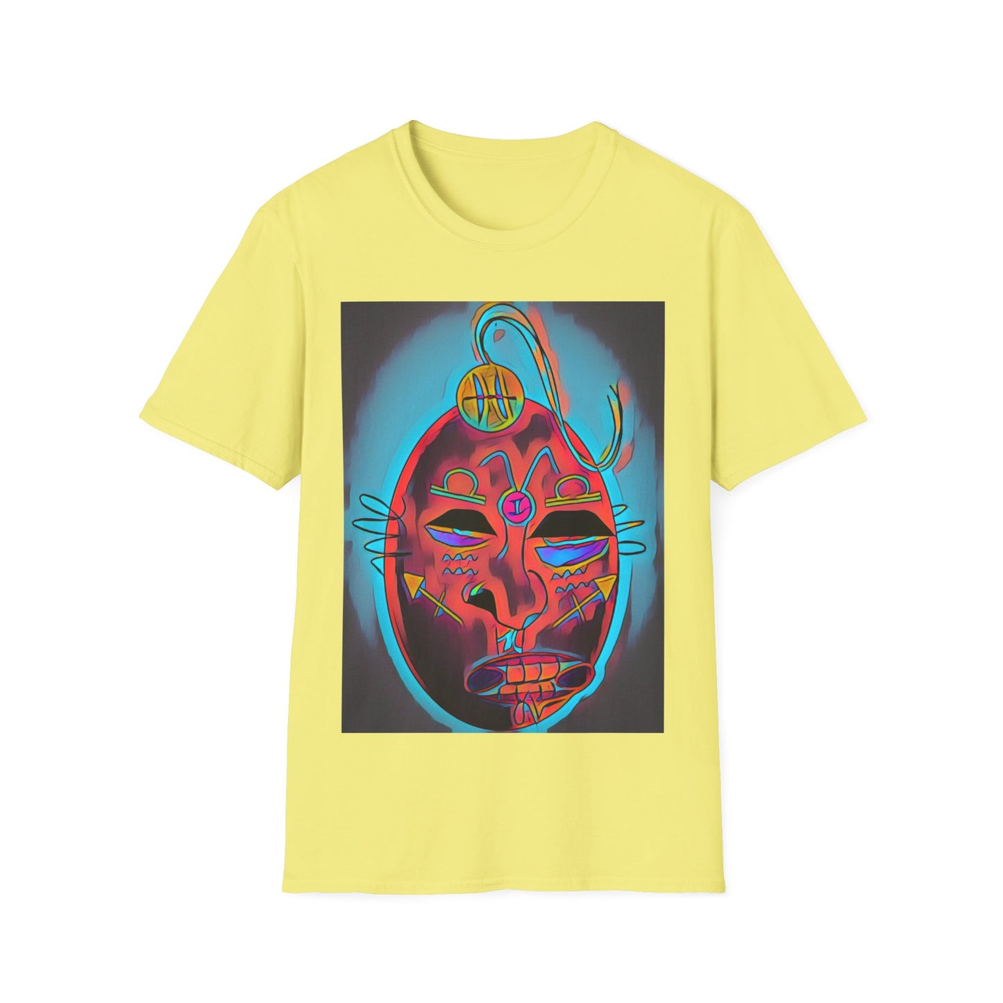 Zodi-ABSTRACT T-Shirt (Turquoise & Red-Orange)