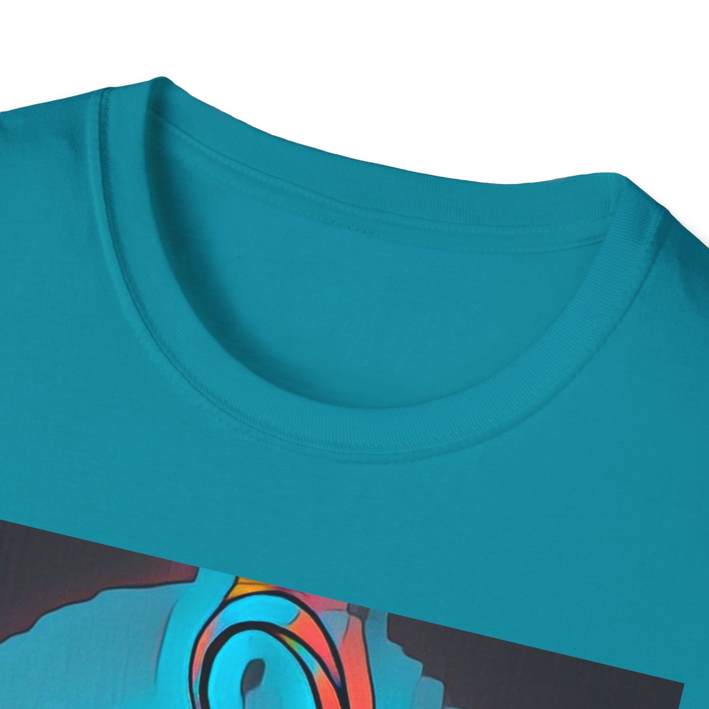 Zodi-ABSTRACT T-Shirt (Turquoise & Bright Orange)