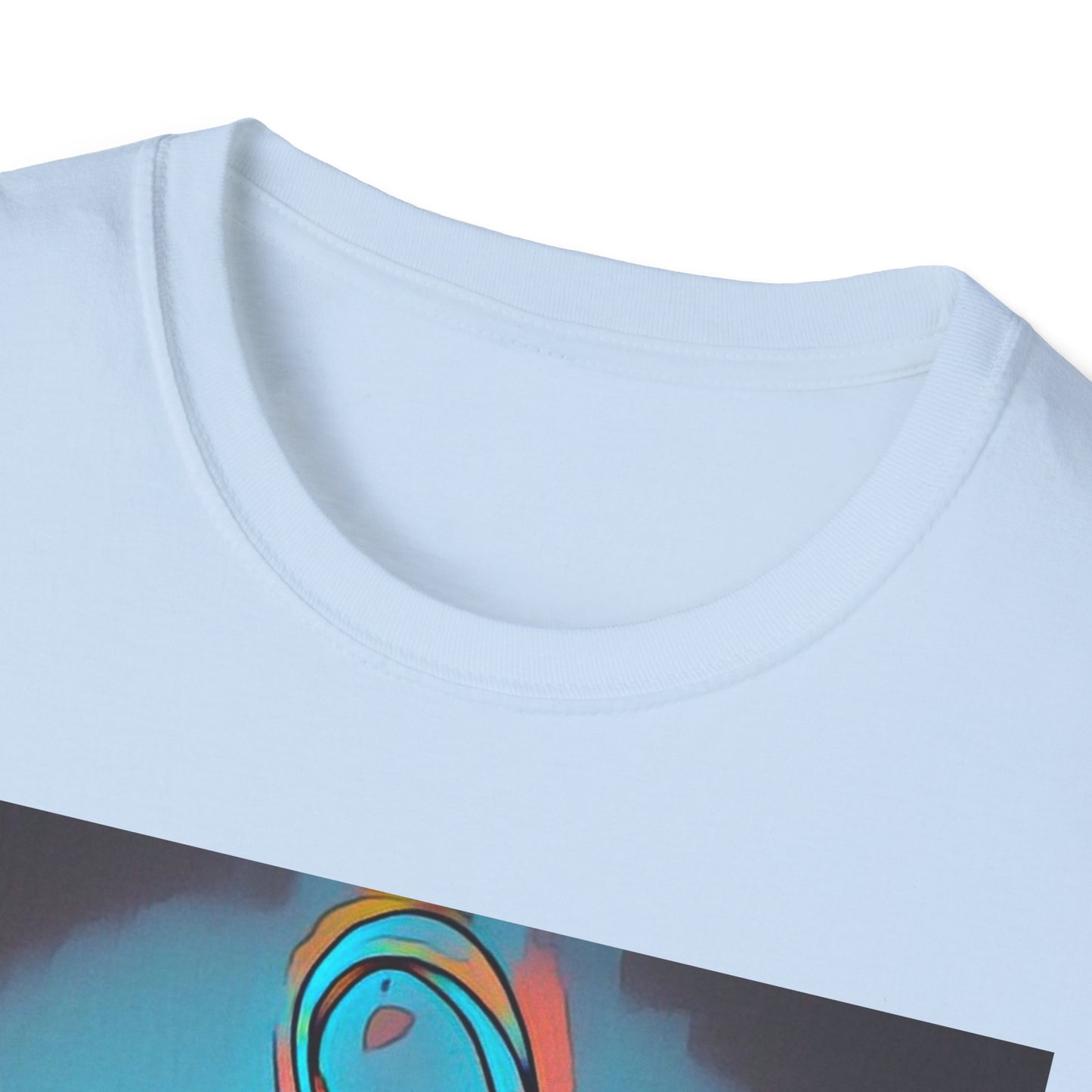 Zodi-ABSTRACT T-Shirt (Turquoise & Red-Orange)