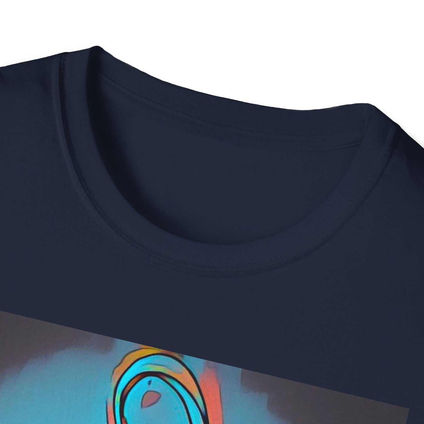 Zodi-ABSTRACT T-Shirt (Turquoise & Red-Orange)