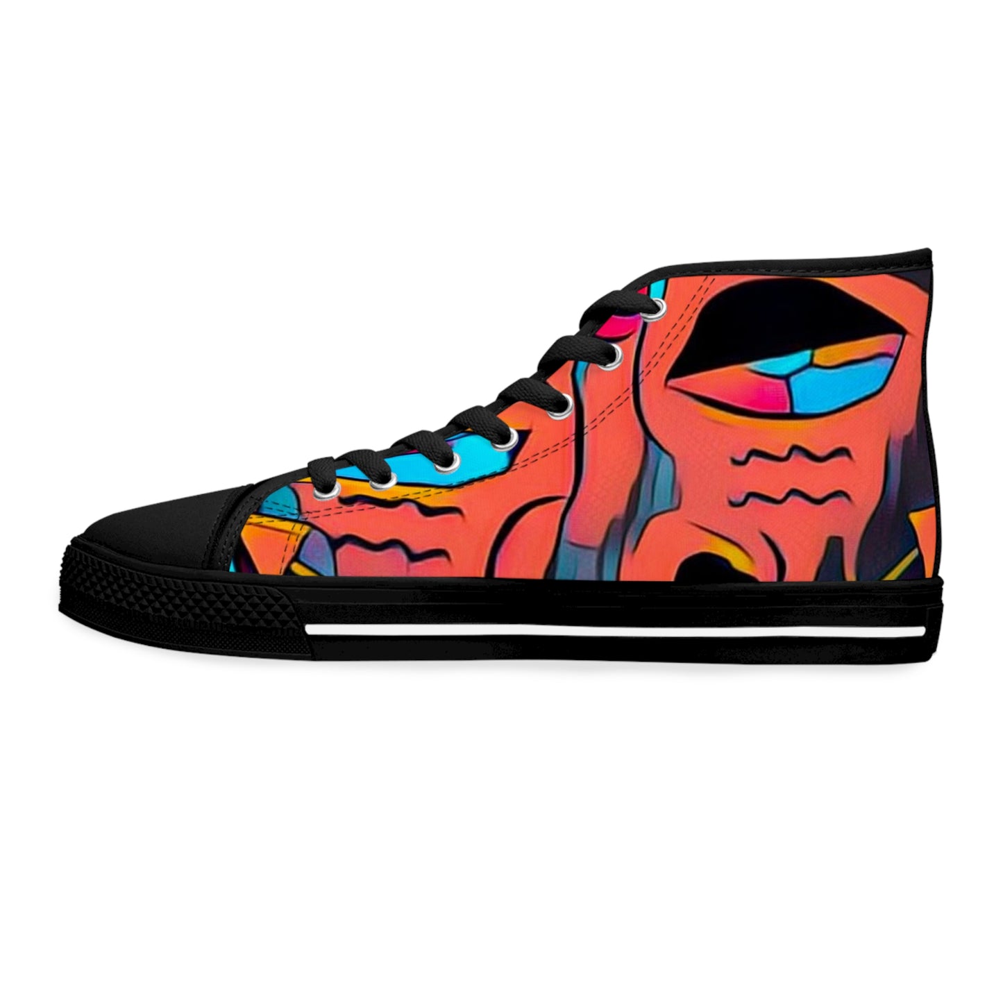 Women's Zodi-ABSTRACT High Tops (Turquoise & Bright Orange)