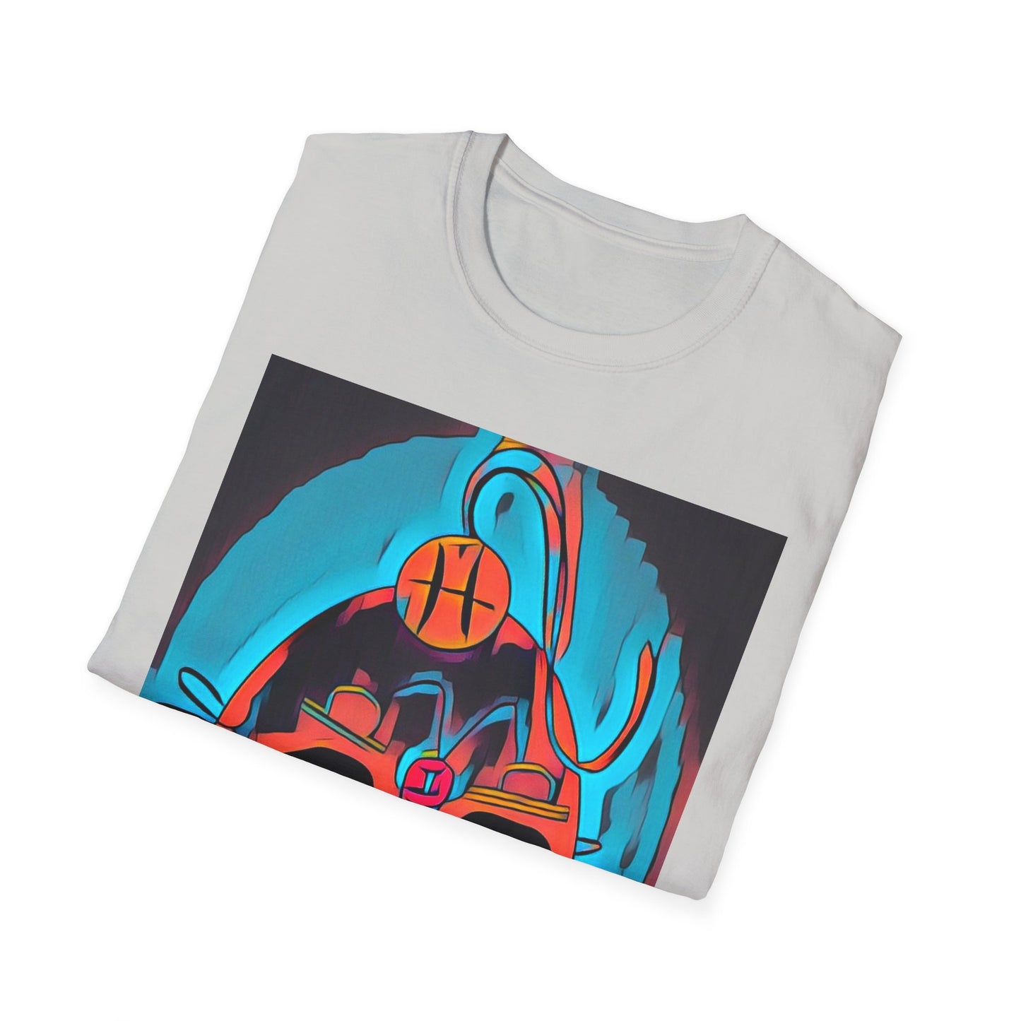 Zodi-ABSTRACT T-Shirt (Turquoise & Bright Orange)