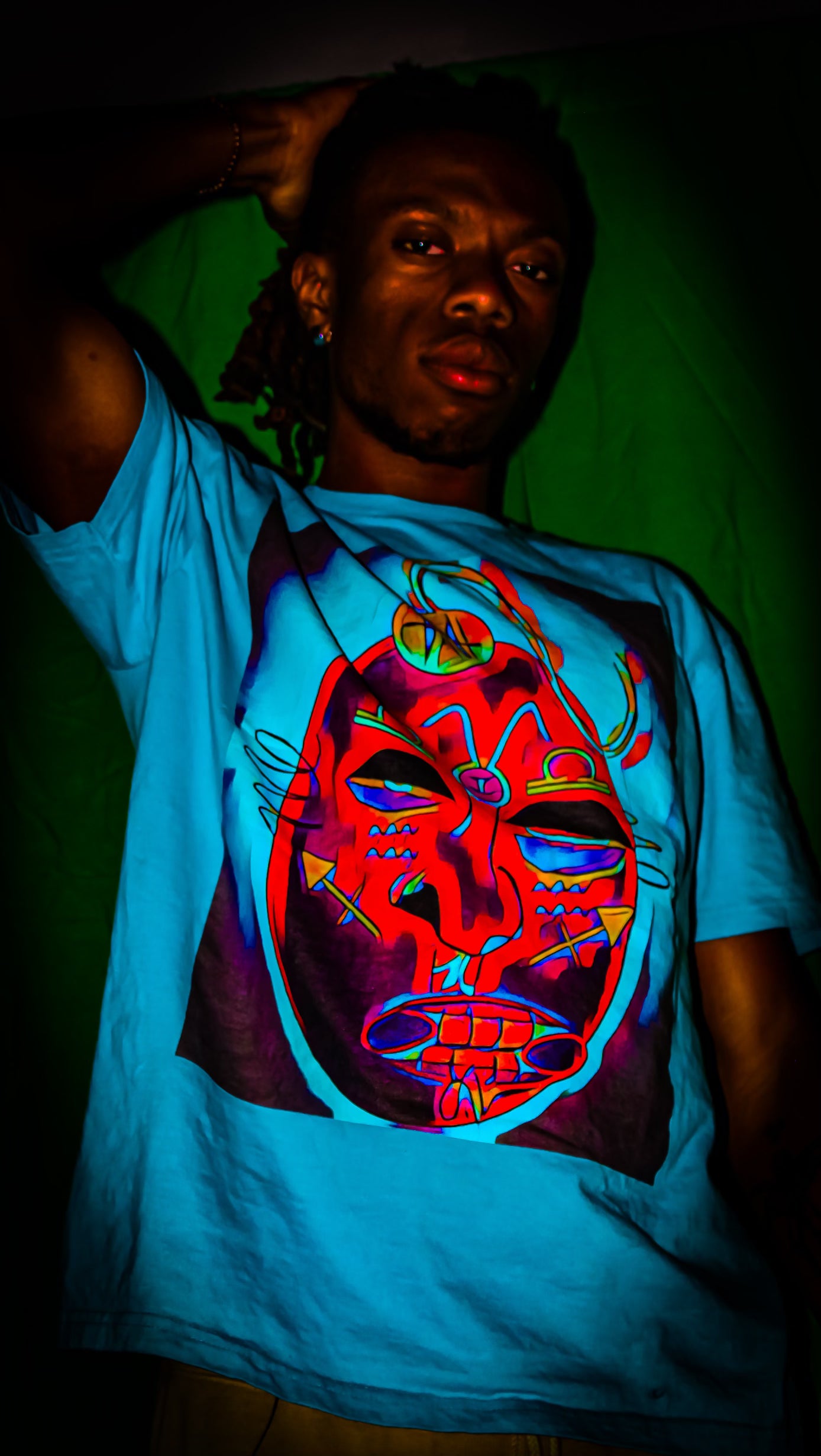 Zodi-ABSTRACT T-Shirt (Turquoise & Bright Orange)